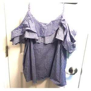 Cold Shoulder Ruffle Denim Tank